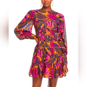 NWT FARM Rio Fruit Dream Pleated Tiered Dress
